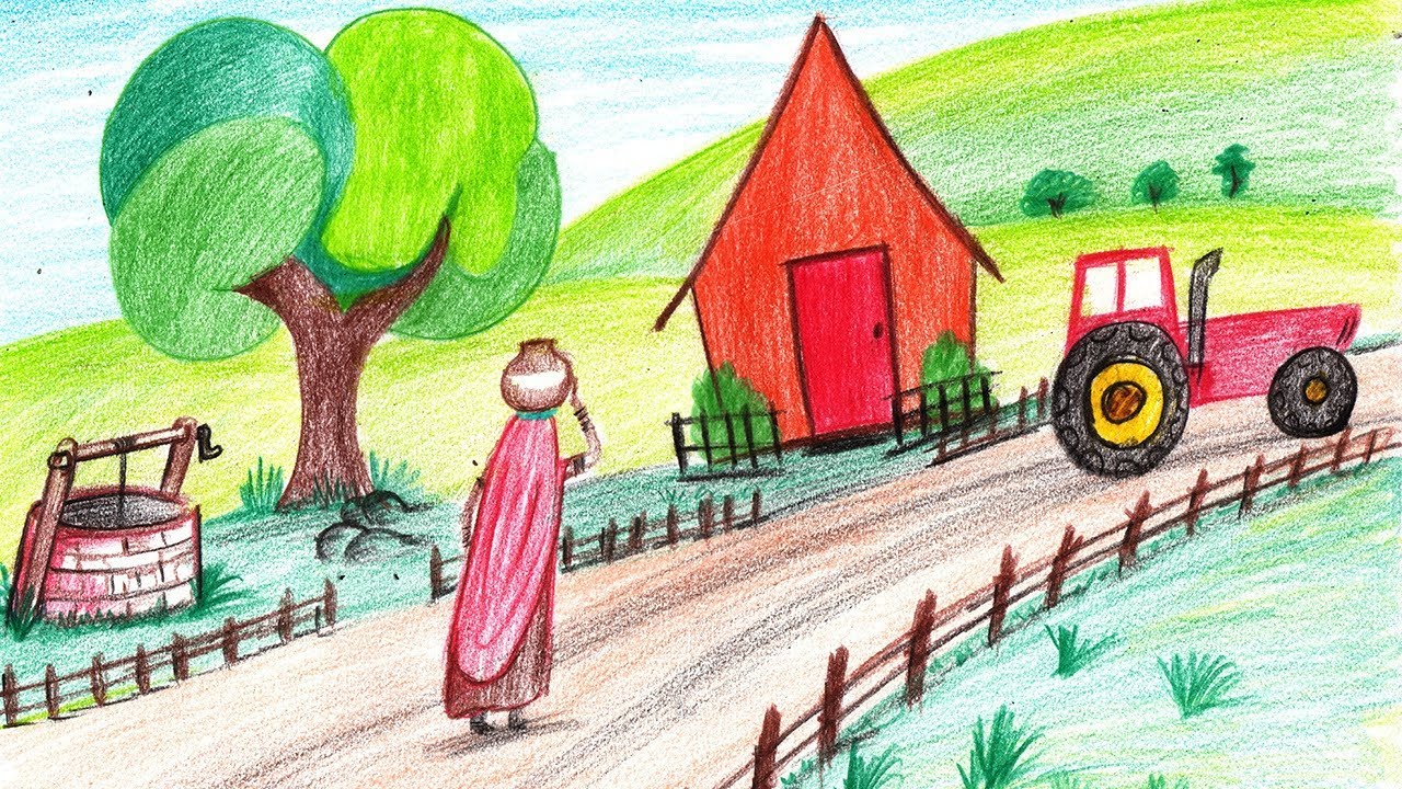 1280x720 How To Draw An Indian Village Life - Indian Village Drawings
