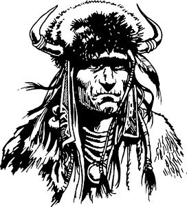 272x300 Native Chief Americian Indian Warrior Car Truck Window Vinyl Decal - Indian Warrior Drawing