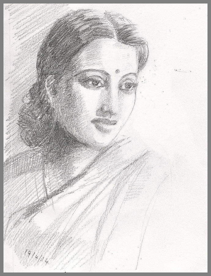 690x900 Indian Woman Drawing - Indian Woman Drawing