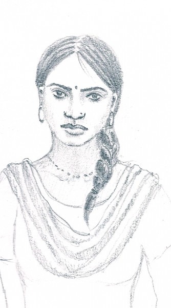 334x600 Indian Woman Drawing - Indian Woman Drawing