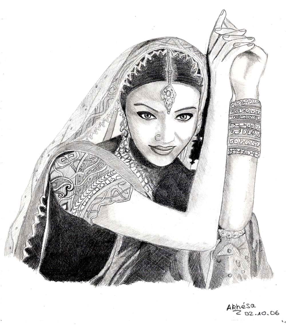1000x1147 Indian Woman - Indian Woman Drawing