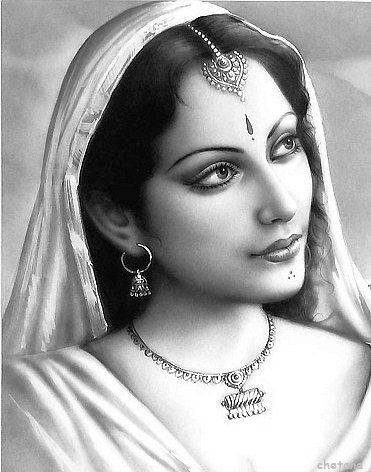371x472 Secret In Her Eyes Pencil Portrait Of Indian Woman Artist - Indian Woman Drawing