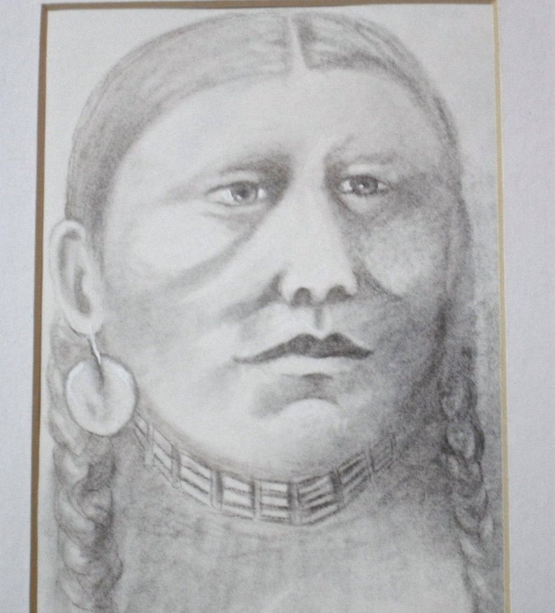 794x877 Sioux Indian Woman Drawing In Charcoal Etsy - Indian Woman Drawing
