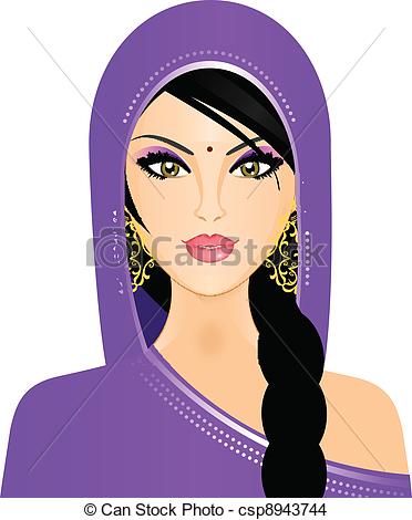 372x470 Vector Illustration Of Indian Woman - Indian Woman Drawing