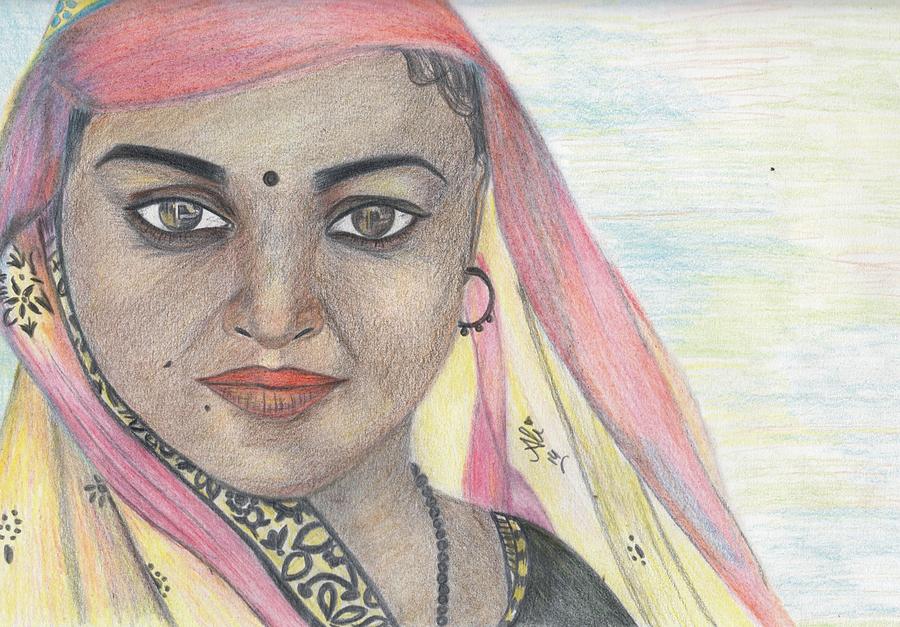 900x627 indian rural woman drawing - Indian Woman Drawing