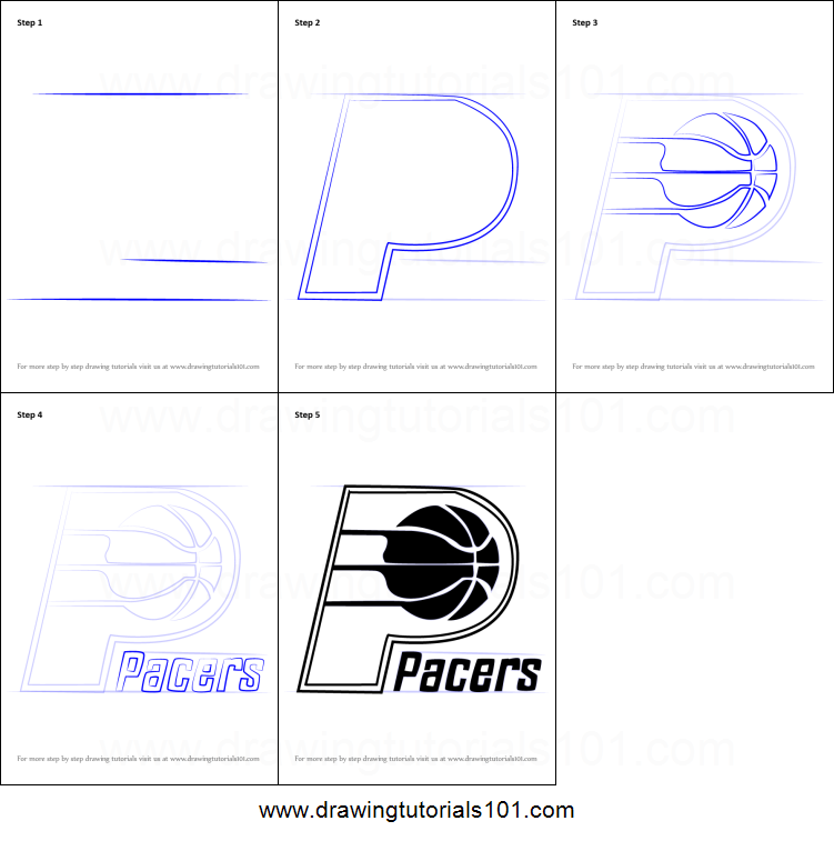 751x757 how to draw indiana pacers logo printable step - Indiana Drawing