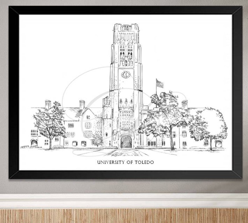 794x715 university of toledo art print hand drawn indiana ohio etsy - Indiana Drawing