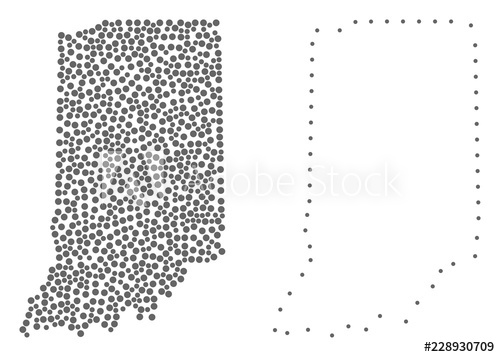 500x357 dot and contour map of indiana state created with dots vector - Indiana Drawing