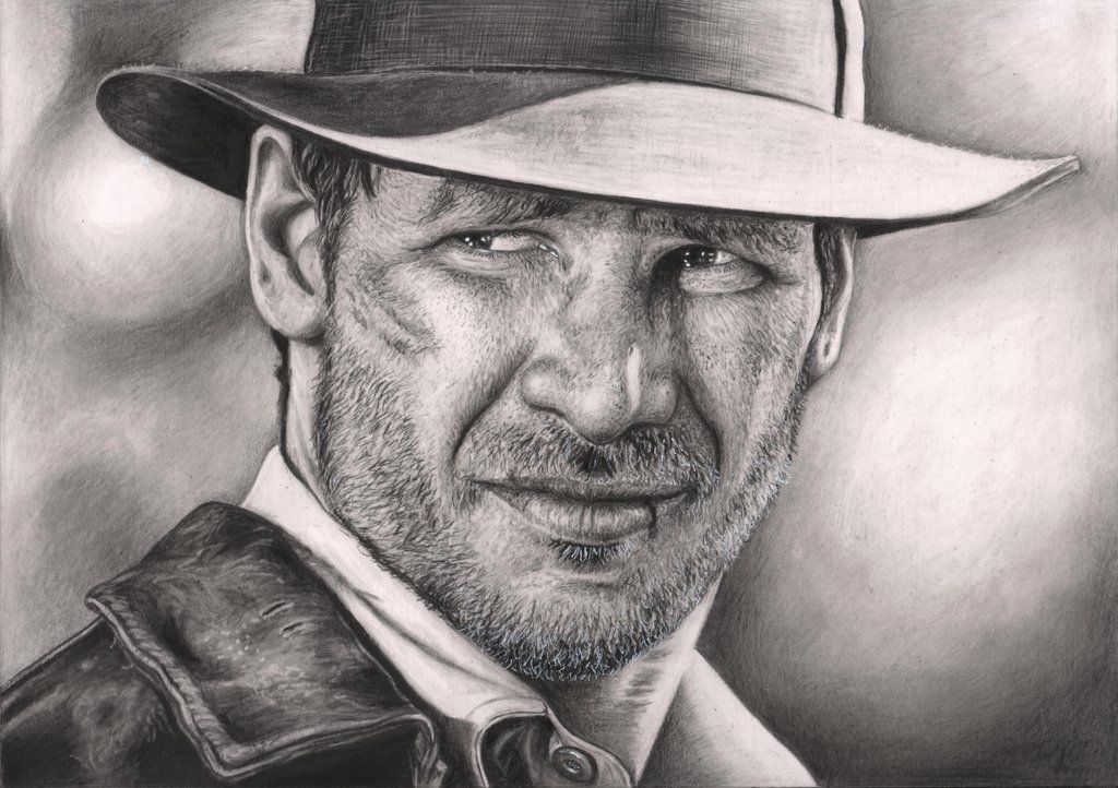 1024x722 harrison ford as indiana jones graphite drawing - Indiana Jones Drawing