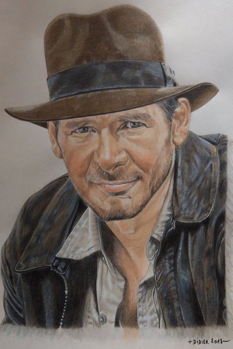 794x1191 indiana jones harrison ford drawing print etsy - Indiana Jones Drawing