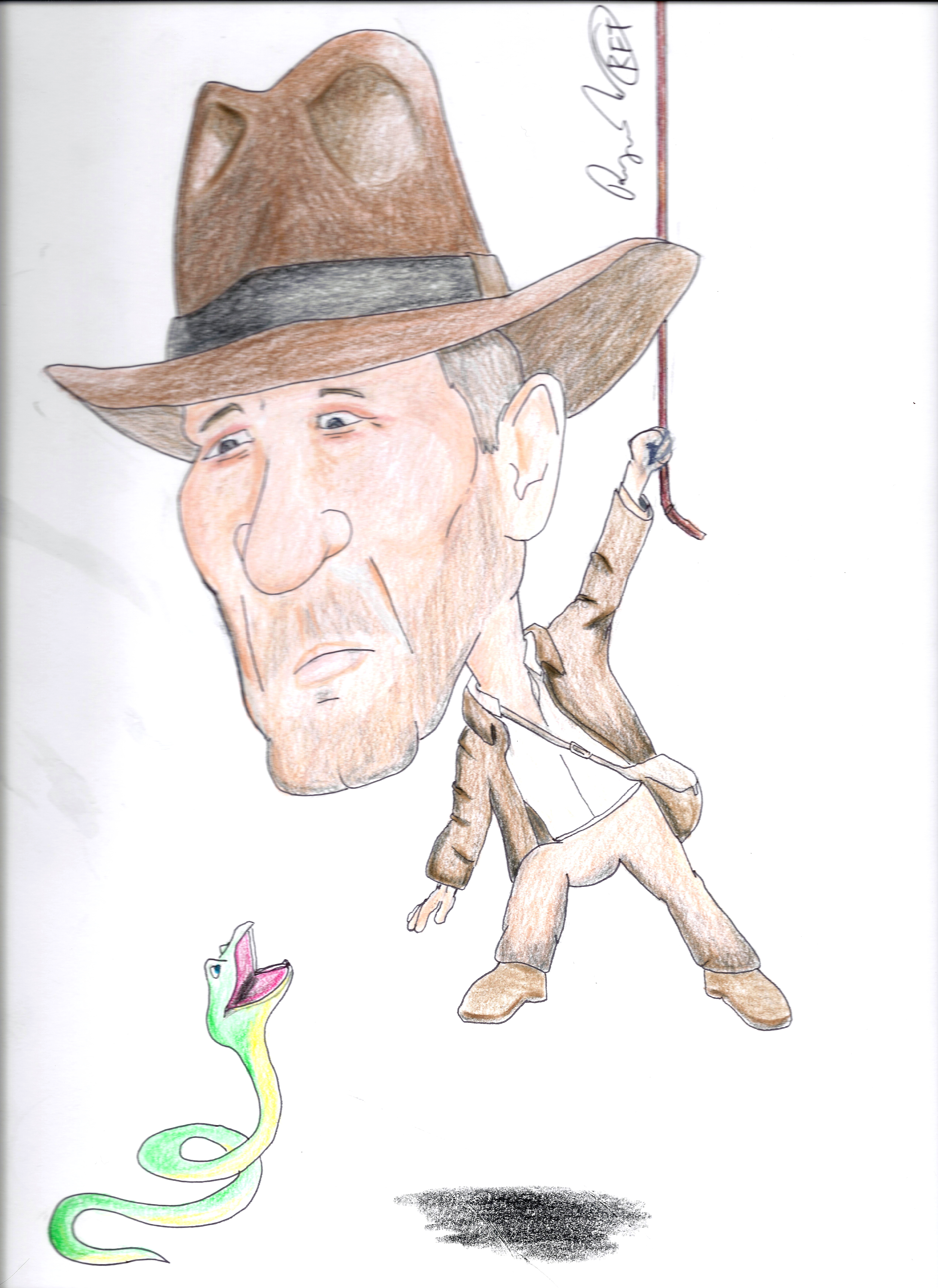 5082x6980 movie character cartoon - Indiana Jones Drawing