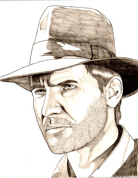 570x732 original graphite drawing of harrison ford as indiana jones - Indiana Jones Drawing