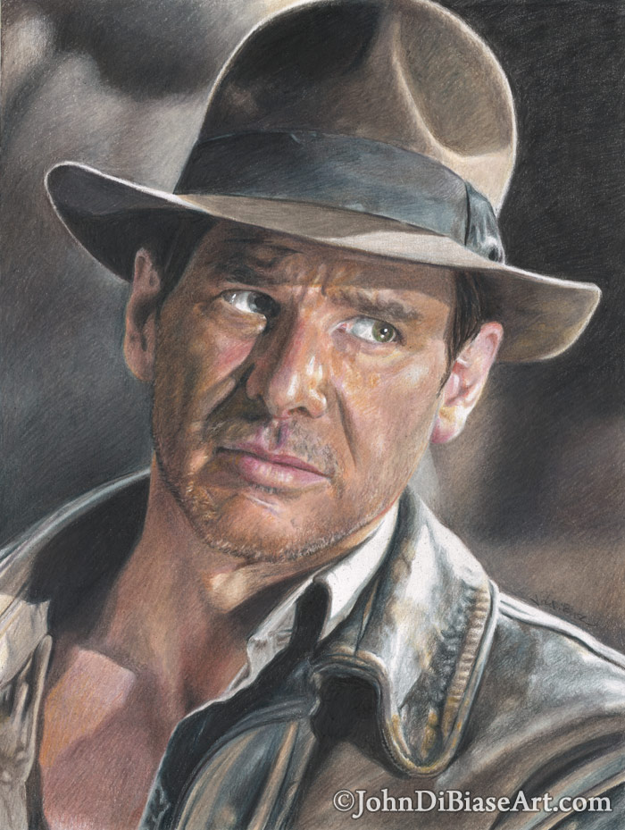 700x929 colored pencil drawing of harrison ford as indiana jones - Indiana Jones Drawing