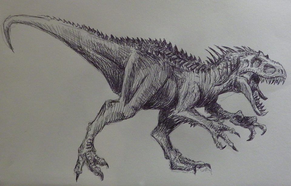 960x612 indominus rex pen drawing jurassic park dinosaur drawing - Indominus Rex Drawing