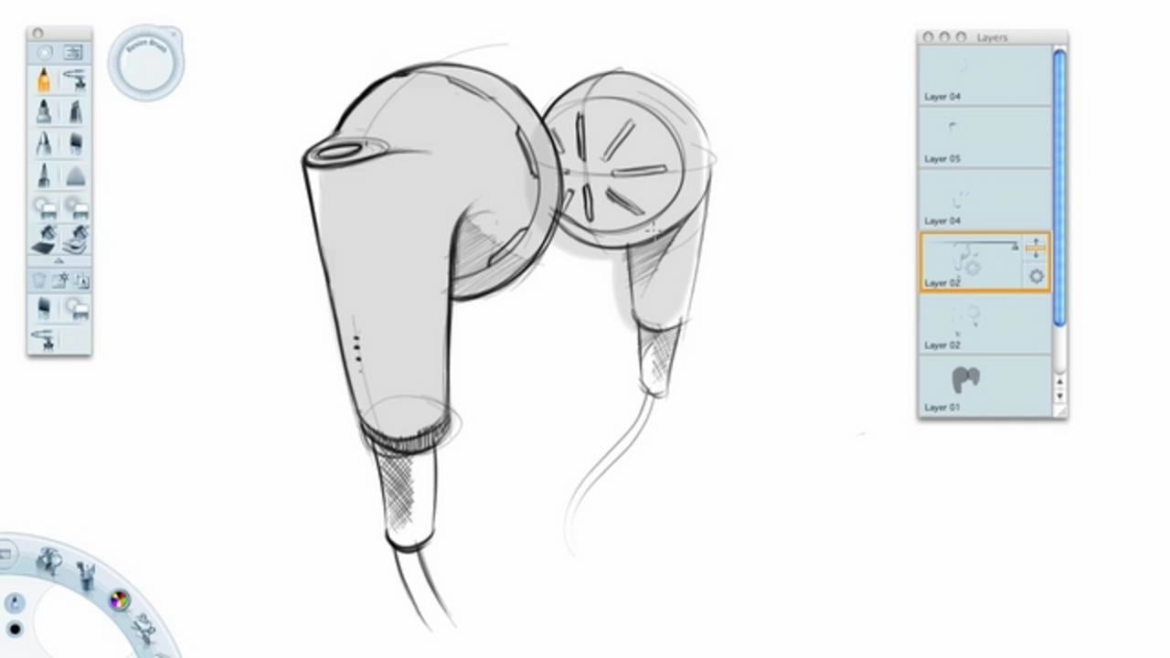 1280x720 sketching earbuds on vimeo - Industrial Design Drawing