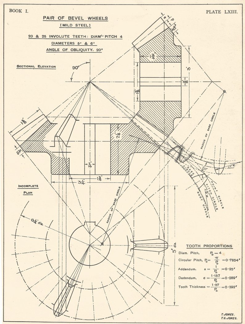 794x1048 machine drawing bevel wheel bearing vintage industrial etsy - Industrial Drawings