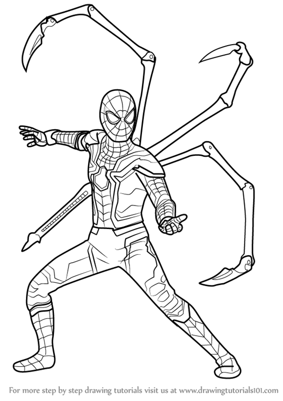 566x800 Learn How To Draw Iron Spider From Avengers - Infinity Drawing