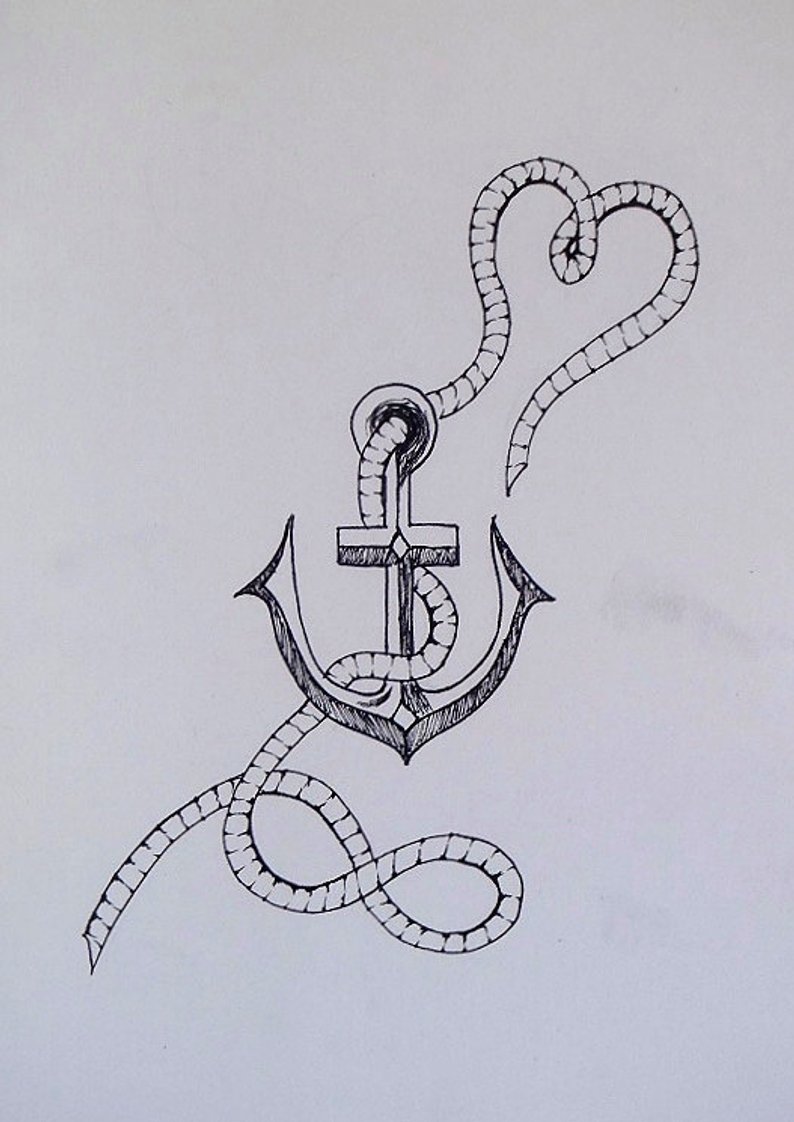 794x1122 anchor rope love infinity drawing tattoo design home decor etsy - Infinity Drawing
