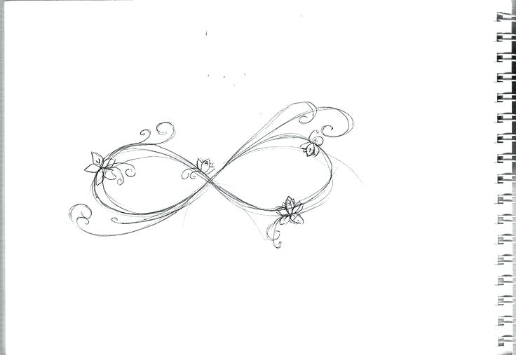 736x507 lovely infinity flowers tattoo drawing love sign heart symbol - Infinity Sign Drawing