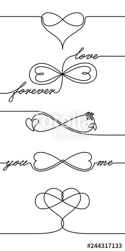 250x500 Single Line Drawing Endless Love Icons, One Line Valentines Day - Infinity Symbol Drawing