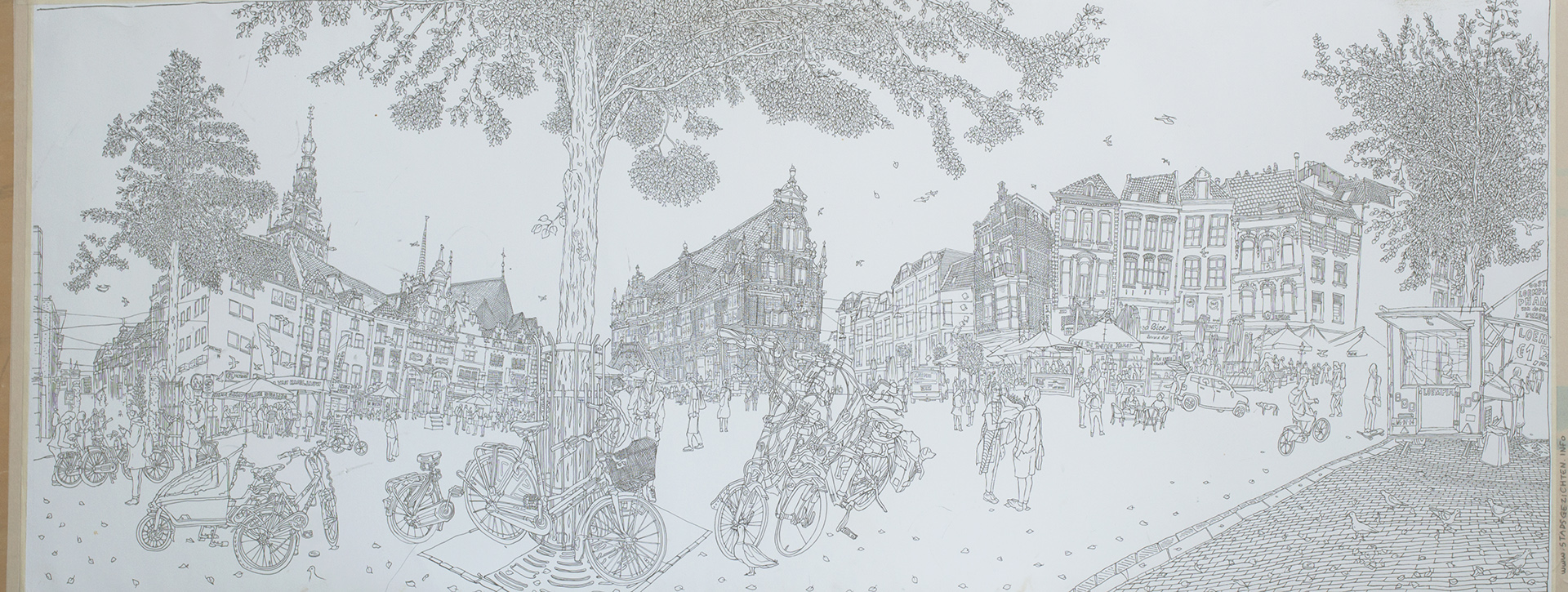 1920x725 Townscape Grote Markt, Nijmegen Mark Van Huystee - Info Drawing