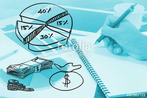 500x334 Drawing Of Business Graph Analysis Report And Notepad Accounting - Information Technology Drawing