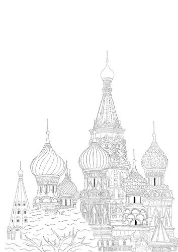 354x500 St Basil's Cathedral Detailed Line Drawing Of The Cathedral - Initial Drawing