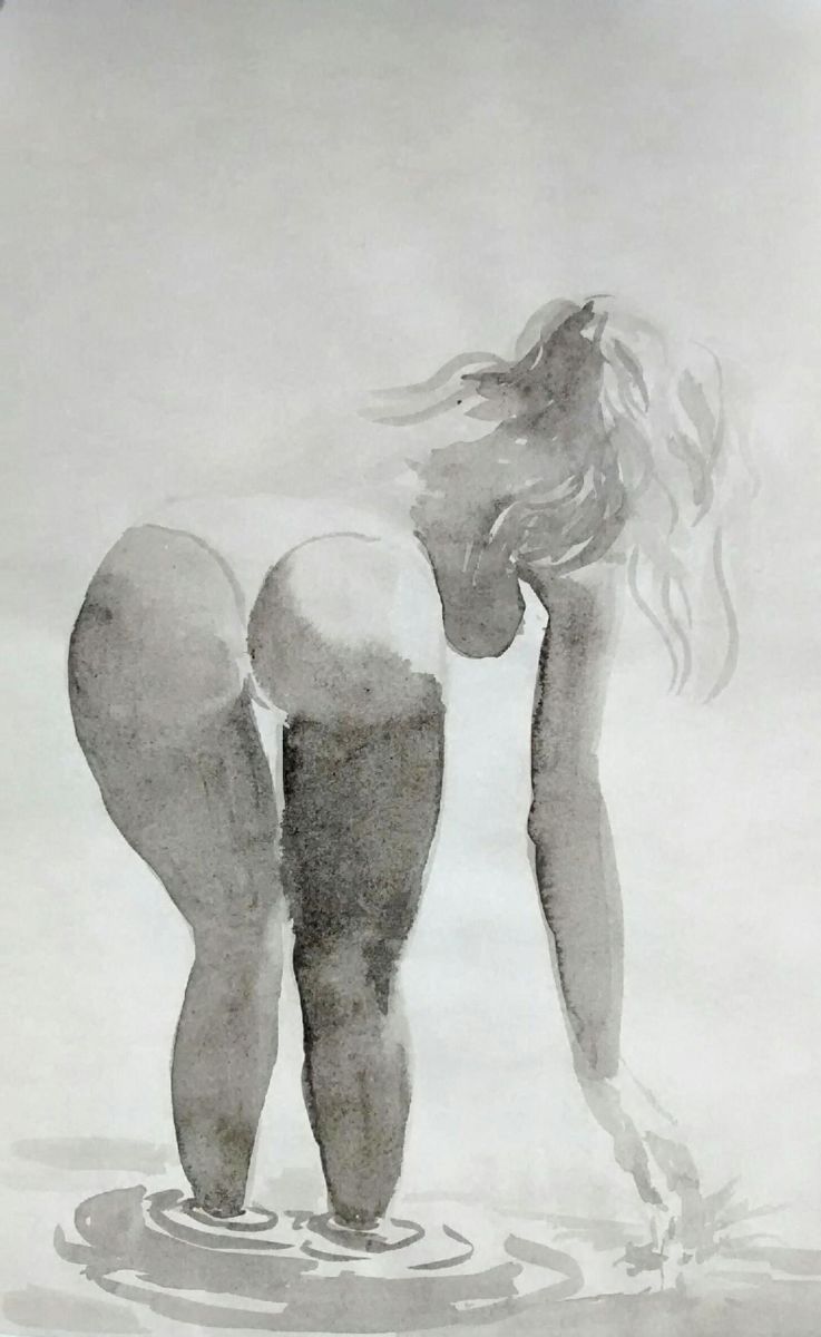 737x1200 Playing With Water Drawing - Ink And Water Drawing