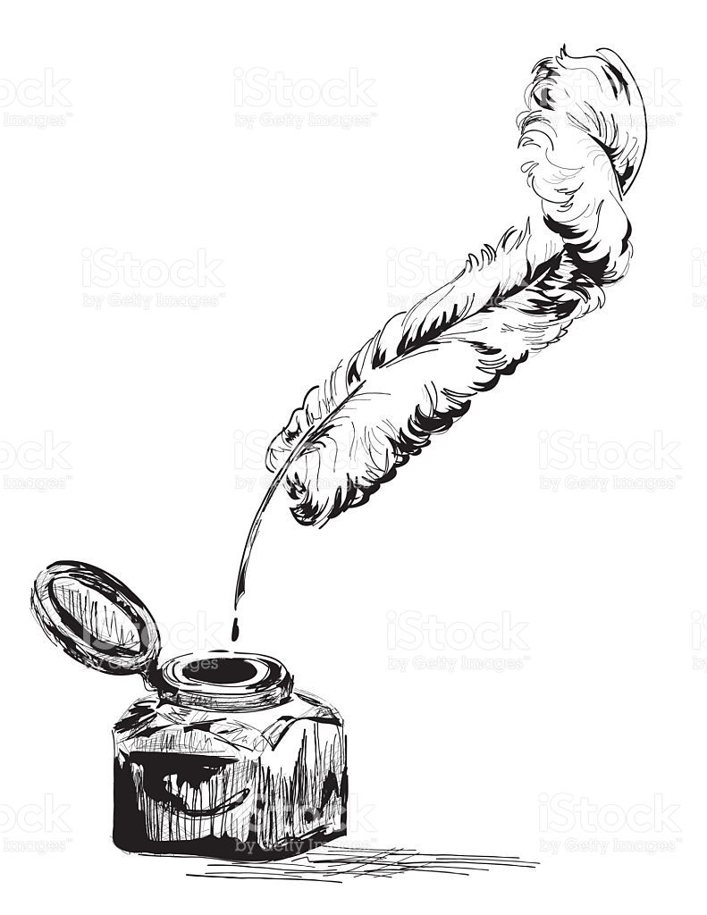 791x1024 Hand Drawn Sketchy Ink Bottle And Feather Quill Pen Tattoos - Ink Bottle Drawing