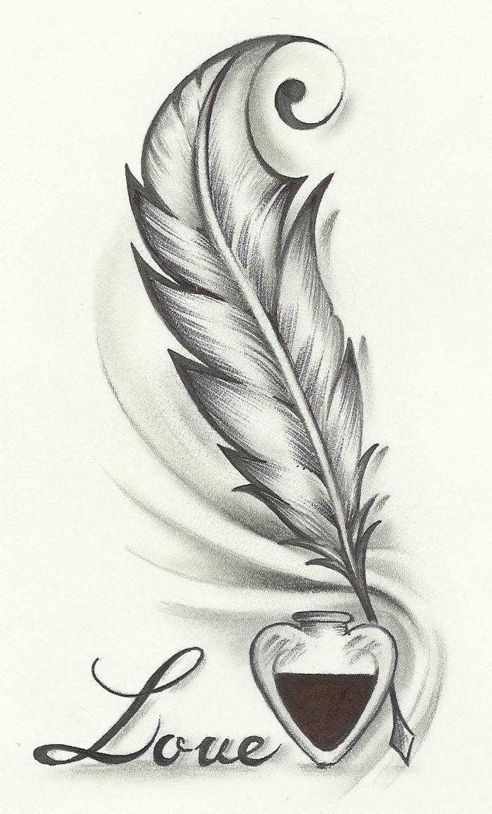 695x1149 I Like The Idea Of A Feather Pen With The Ink Bottle In The Shape - Ink Bottle Drawing
