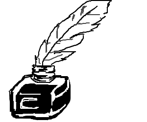 300x250 Ink Bottle And A Quill Drawing - Ink Bottle Drawing