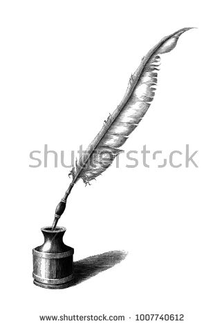 324x470 Quill Pen And Ink Bottle Hand Drawing Vintage Engraving - Ink Bottle Drawing