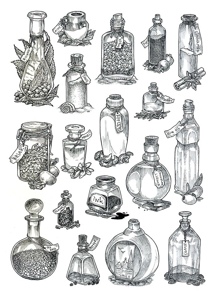 750x1032 Bottles - Ink Bottle Drawing