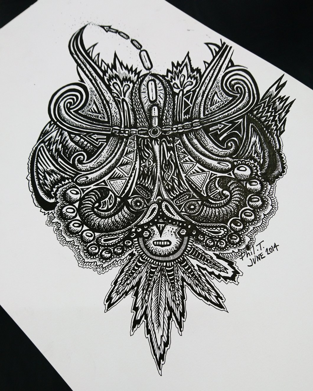 1060x1327 Jungle Head - Ink Drawing