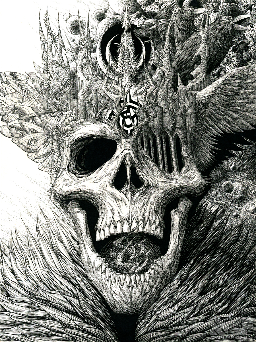 900x1200 King Of The Dead Ink Drawing - Ink Drawing
