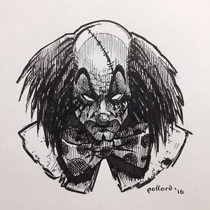 300x300 Original Art Happy Clown - Ink Drawing
