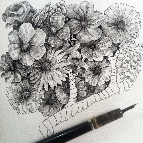 500x500 Design Stack A Blog About Art, Design And Architecture - Ink Drawings Of Flowers