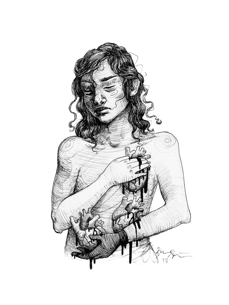 794x1059 Love Sucks Ink Drawing Print Pen Heart Drawing Pen Etsy - Ink Heart Drawing