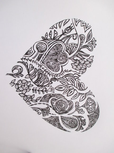 480x640 Penrose Heart Drawing In Ink - Ink Heart Drawing