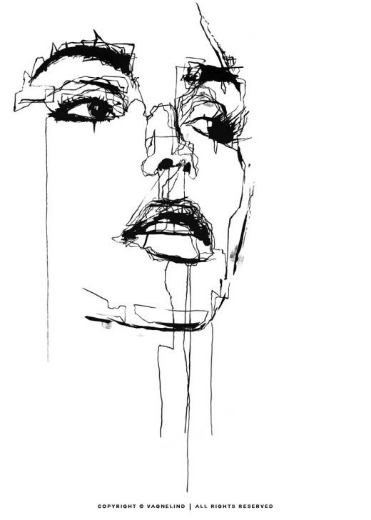 520x728 Art Prints - Ink Line Drawing