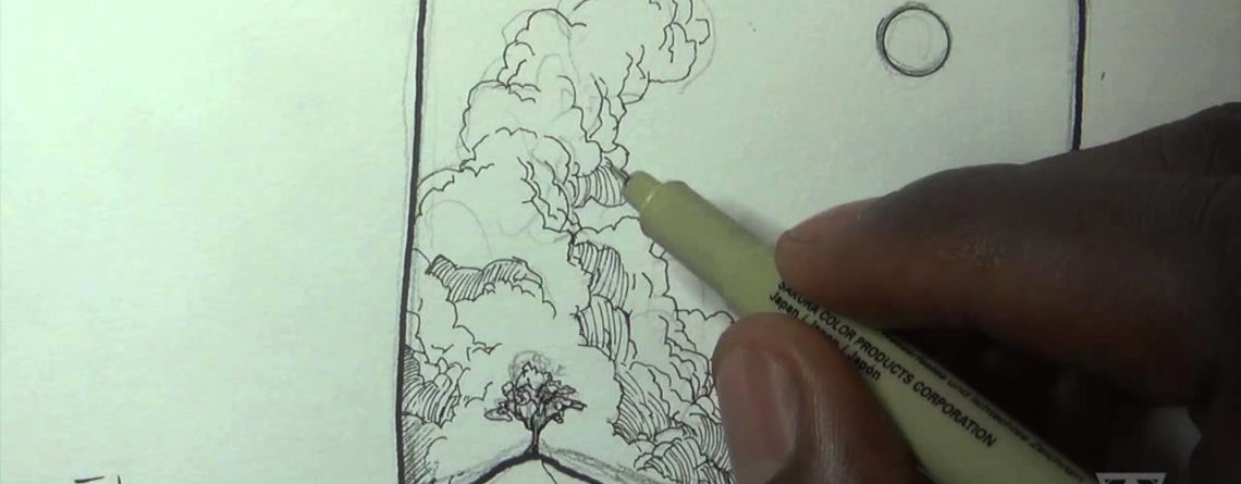 1140x445 Pen Ink Drawing Tutorials How To Draw A Night Sky Landscape - Ink Pen Drawing Tutorial
