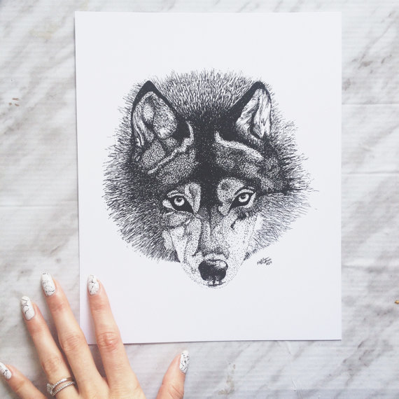 570x570 ink wolf katelyn morse - Ink Wolf Drawing
