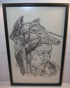 240x300 Pen And Ink Drawing Signed Limited Edition Indian Wolf L David - Ink Wolf Drawing