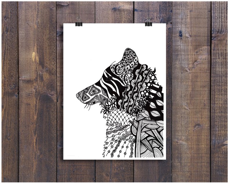 794x635 wolf art wolf drawing pen and ink wolf ink drawing pen and etsy - Ink Wolf Drawing