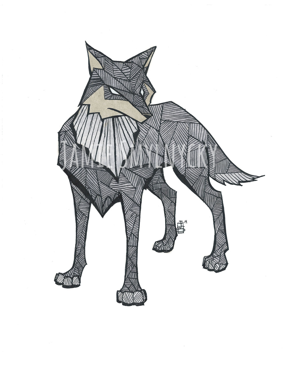 1000x1294 wolf ink drawing print gemstone jewelry, functional fine local - Ink Wolf Drawing