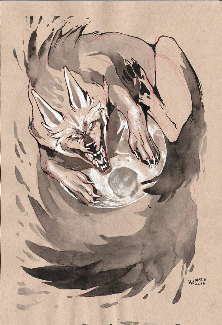 739x1081 Wolf Ink Drawing - Ink Wolf Drawing