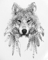 190x240 wolf tattoo ink drawing sleeve tattoo small buttons spreadshirt - Ink Wolf Drawing