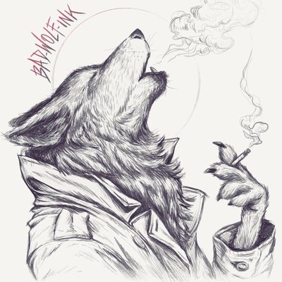400x400 Bad Wolf Ink On Twitter I Can't Stop More Drawings - Ink Wolf Drawing