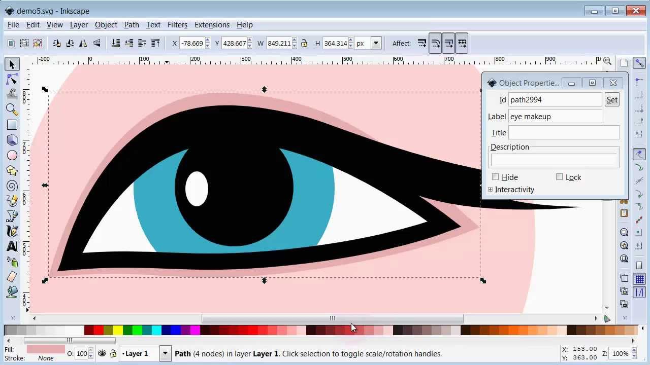 1280x720 Woman's Eye - Inkscape Drawing