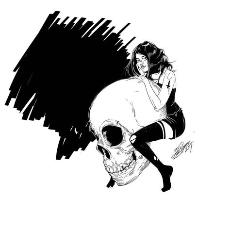 474x474 My Little Ghost - Inkwell Drawing